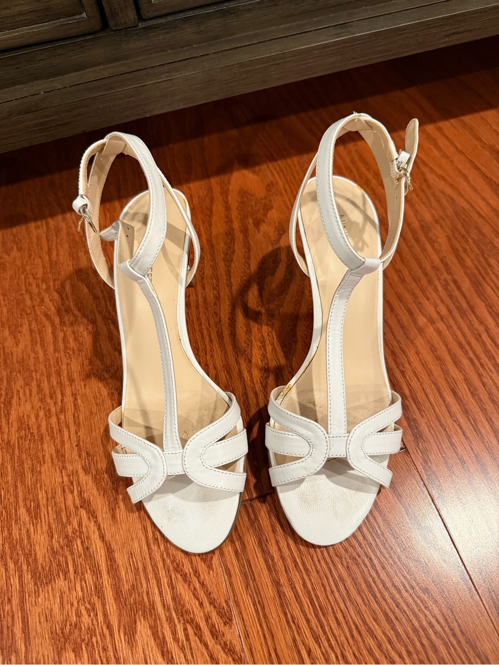 Nine West White T-Strap Heeled Sandals